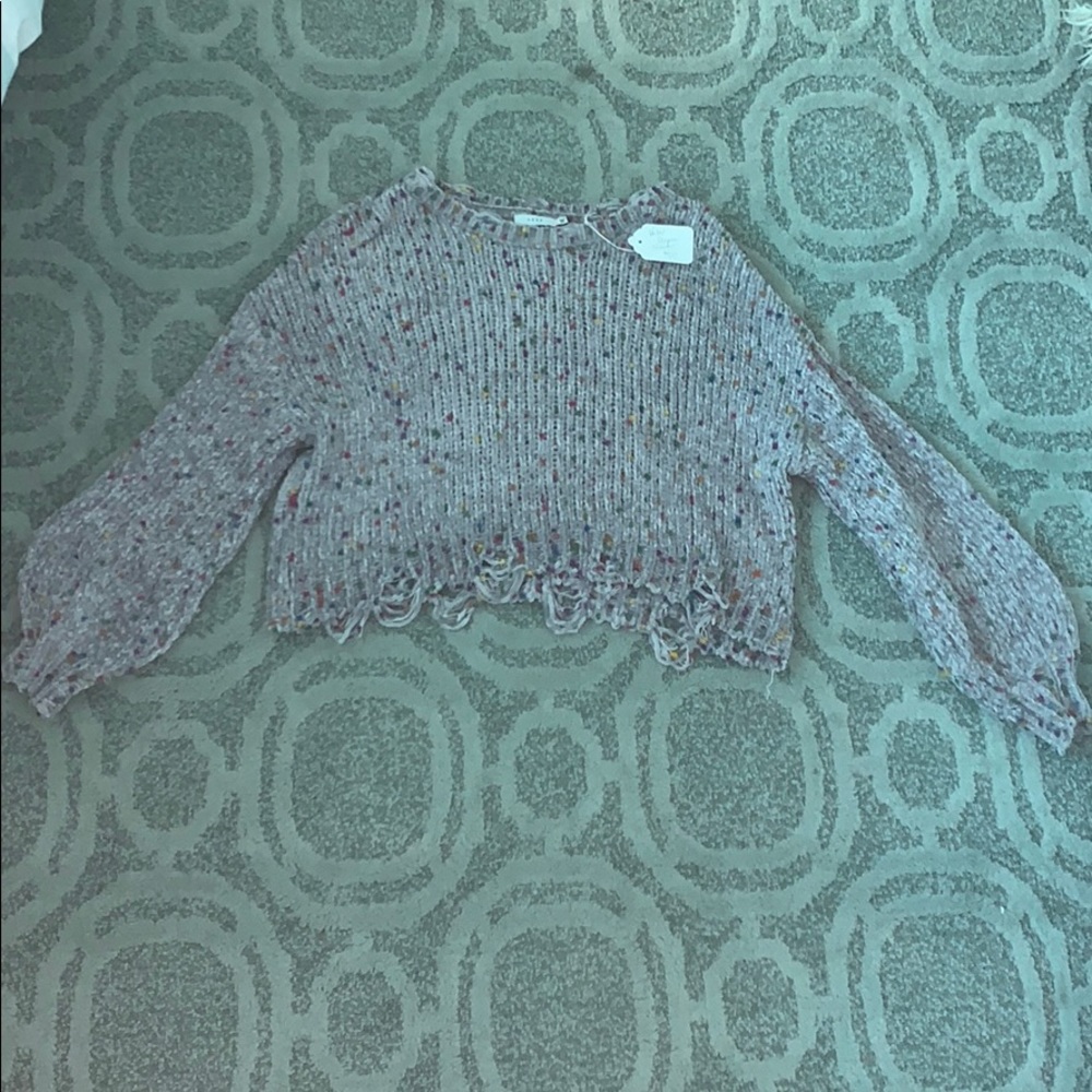 Velvet pompom sweater
